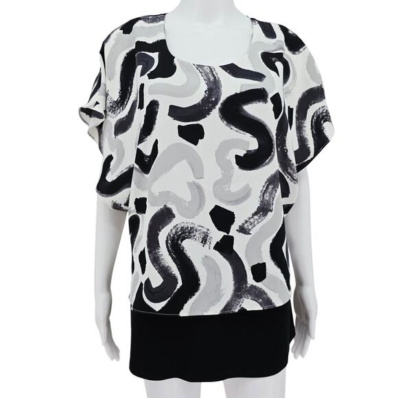 Joseph Ribkoff Abstract Print Top Blouse Black White 14 New - Picture 1 of 8